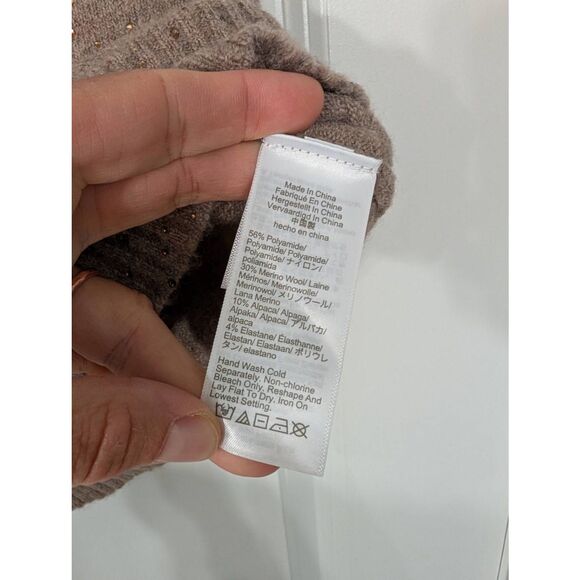 J. Crew Crystal-embellished sweater shell‎ in Supersoft yarn women's small tan - Picture 5 of 8